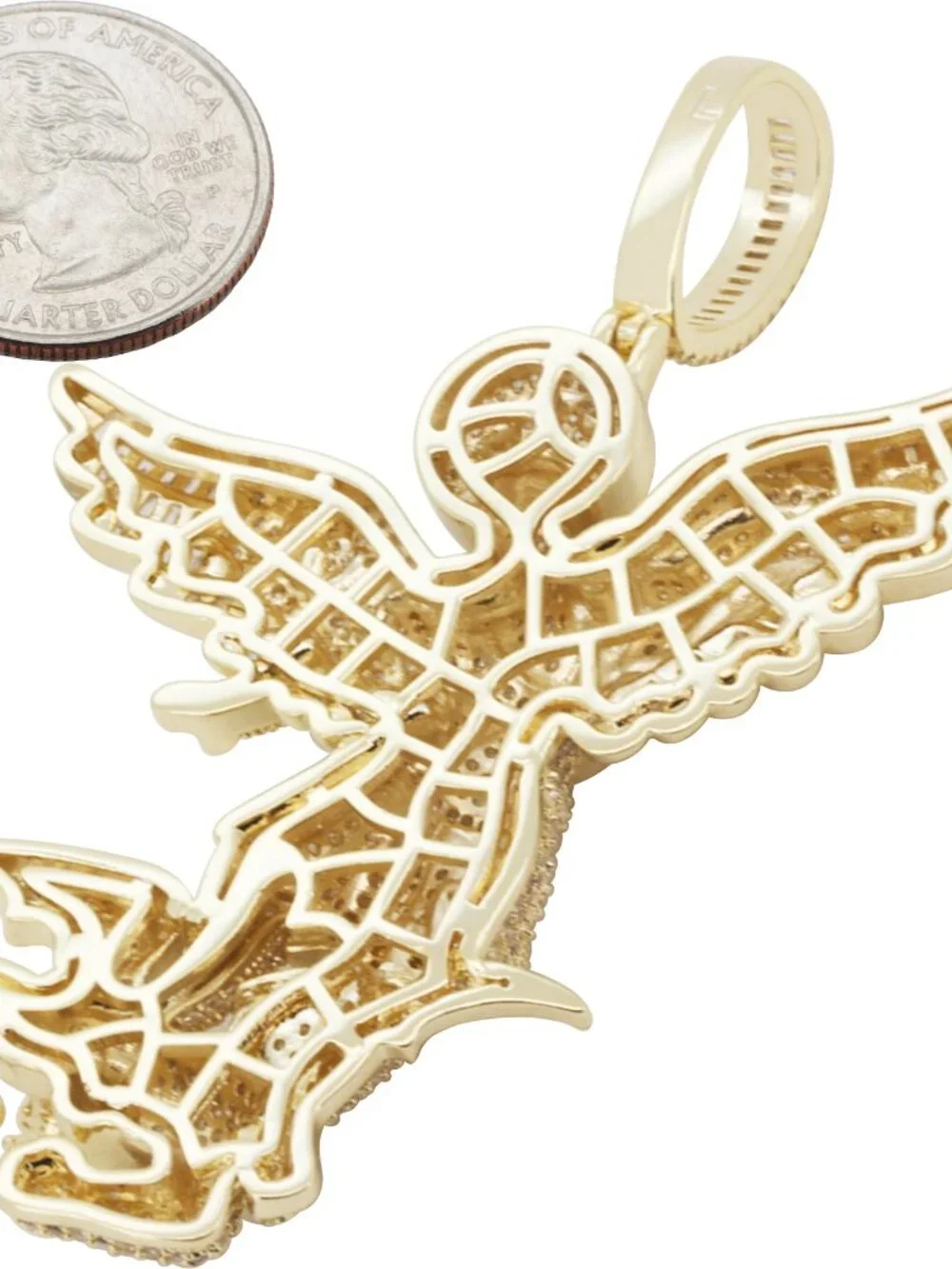 14k Yellow/White Gold Plated AAA Cubic Zirconia Saint Michael Archangel Pendant